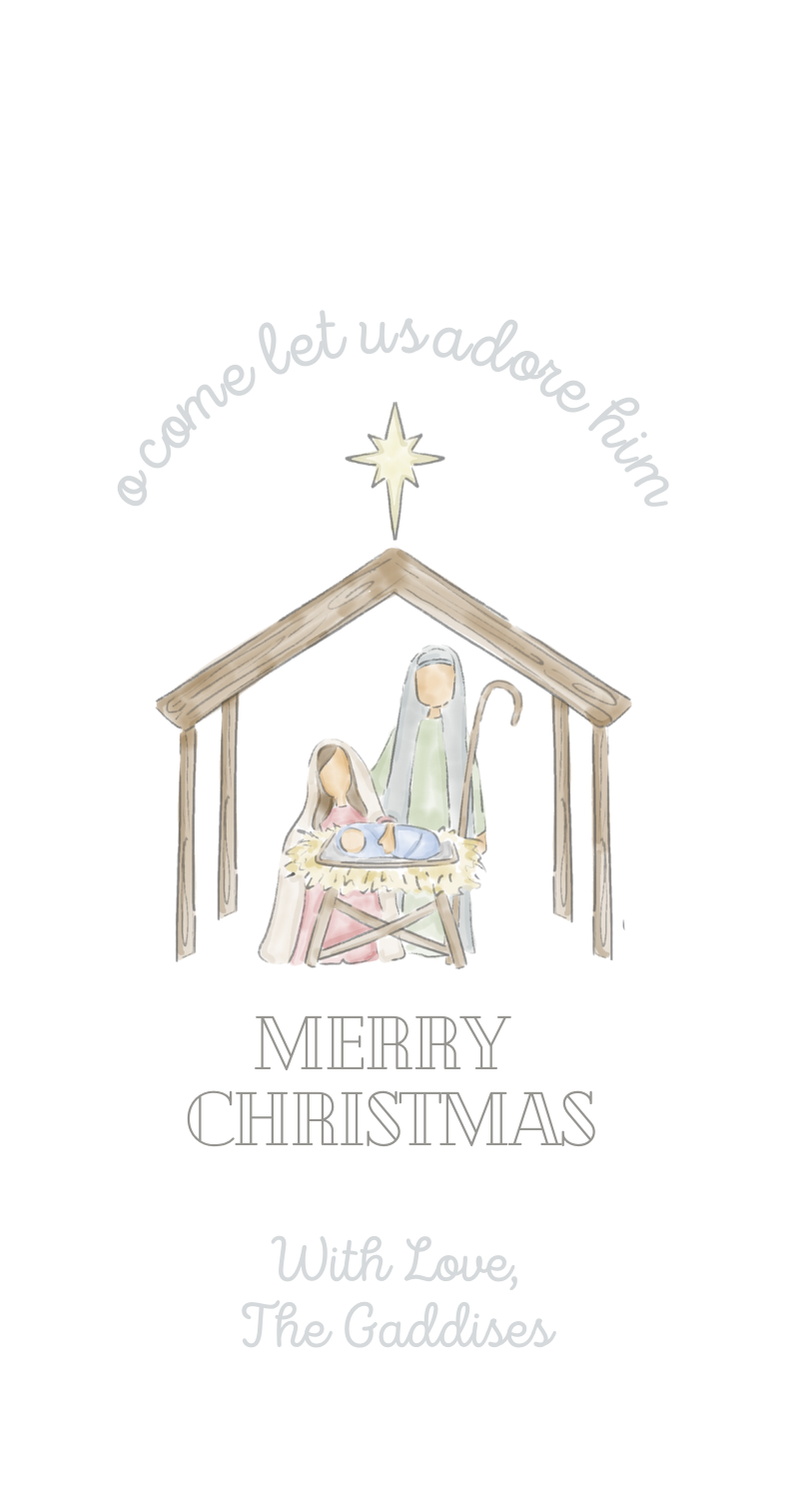 Large Nativity O Come Tag