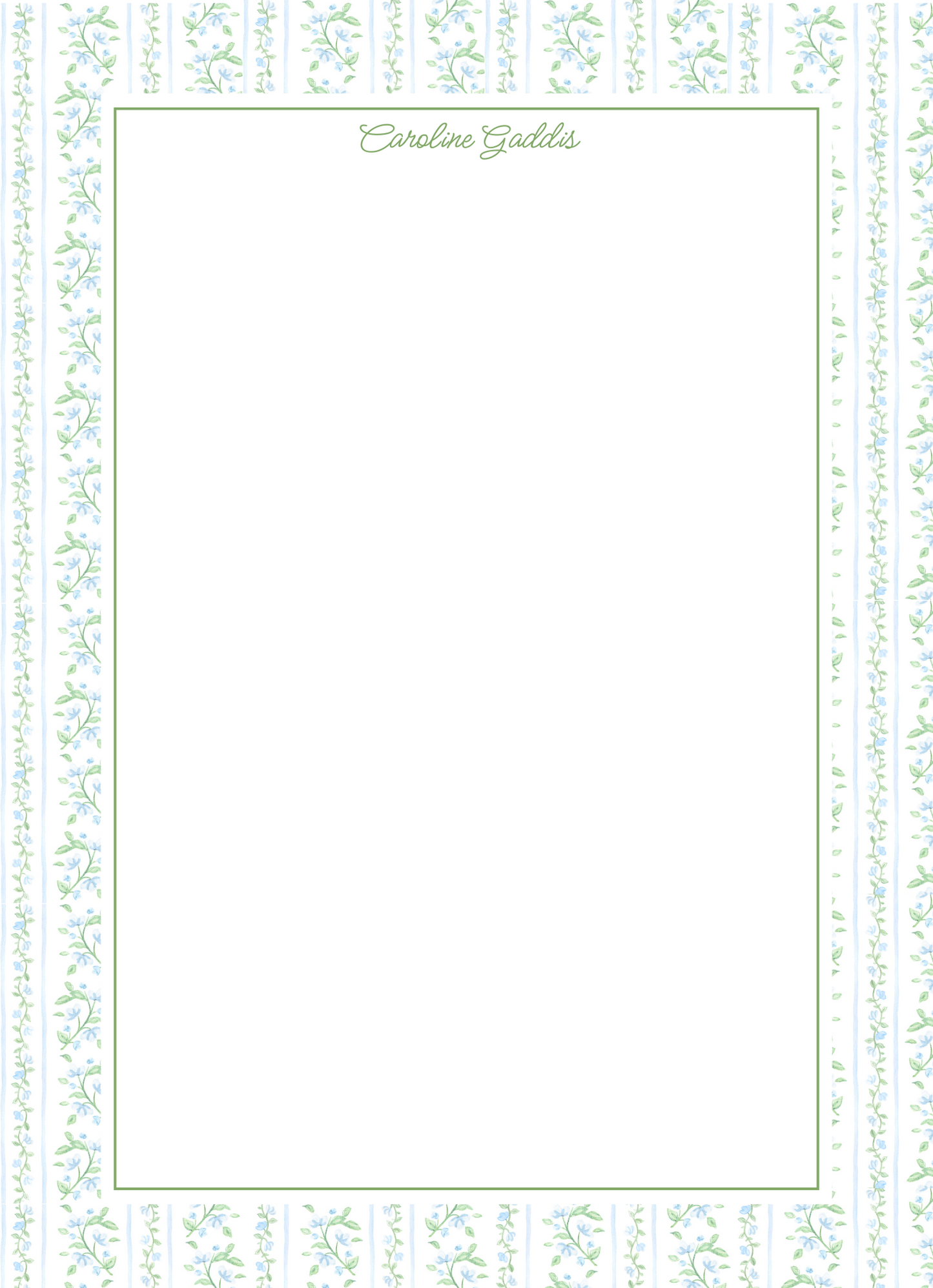 Blue & Green Vine Notepad
