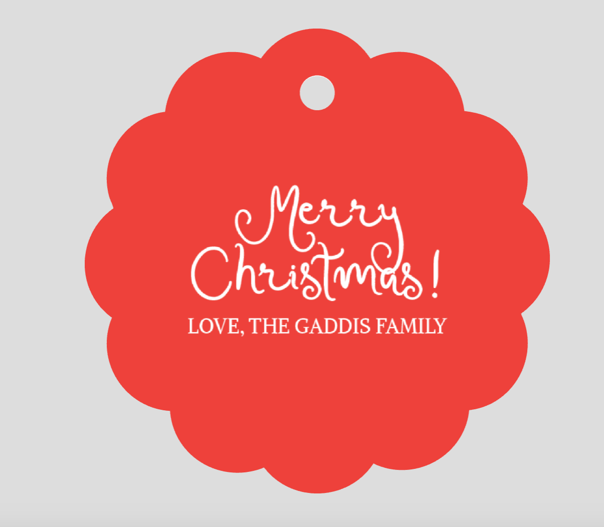 Scalloped Christmas Red Tag