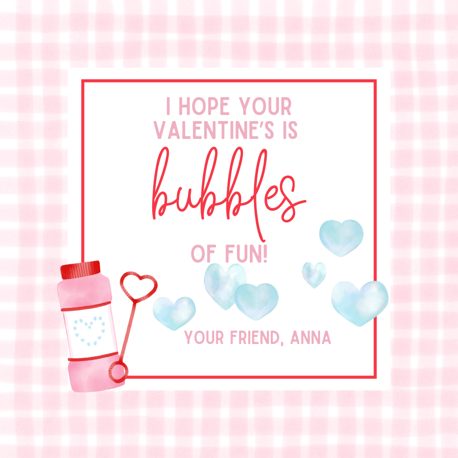 Bubbles Pink Gift Tag