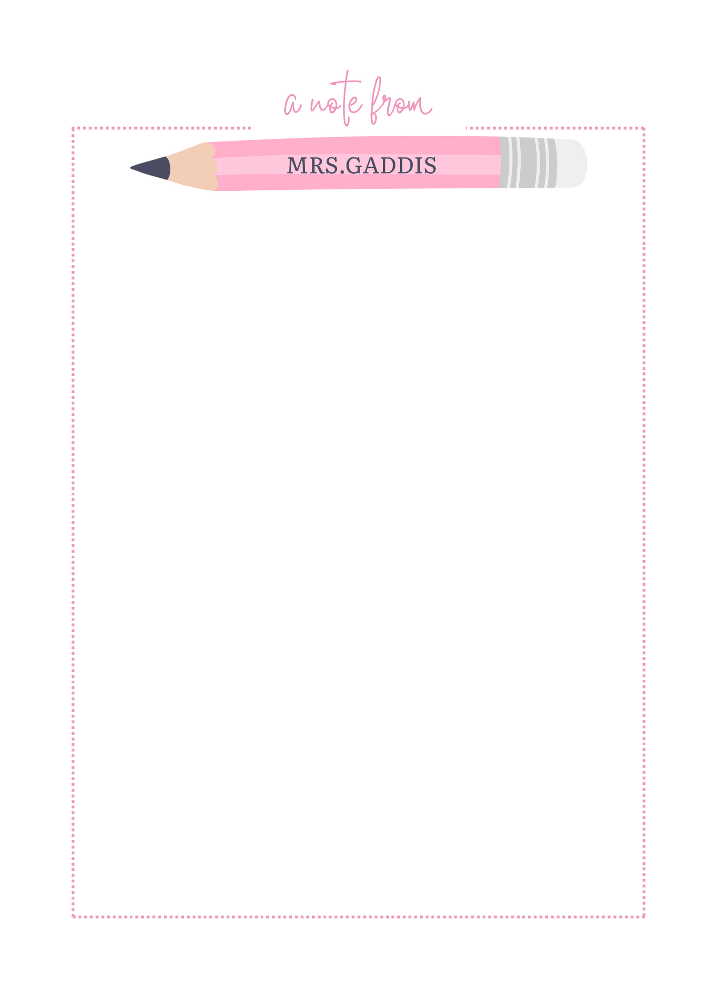 Teacher Pink Pencil Notepad