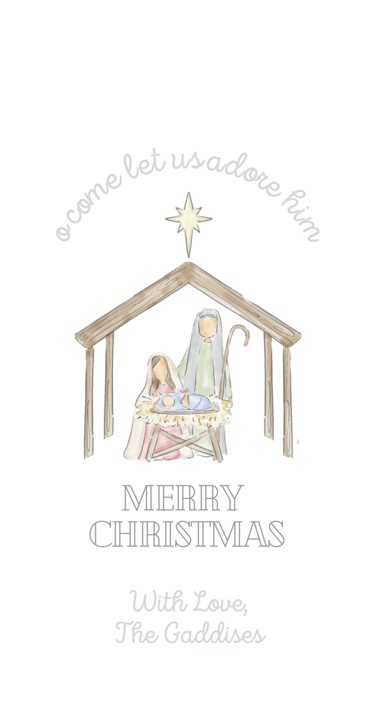 Large Nativity O Come Tag