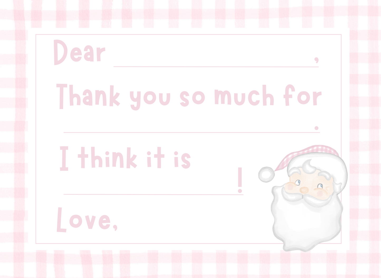 Pink Santa Thank You Stationery