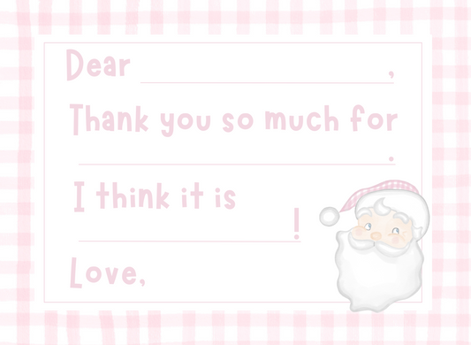 Pink Santa Thank You Stationery