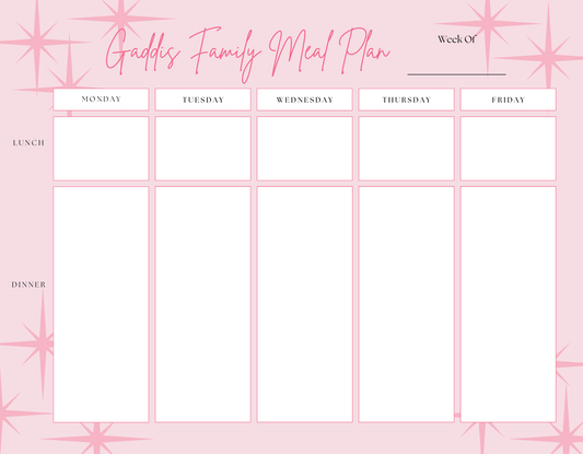 Meal Plan Horizontal Pad