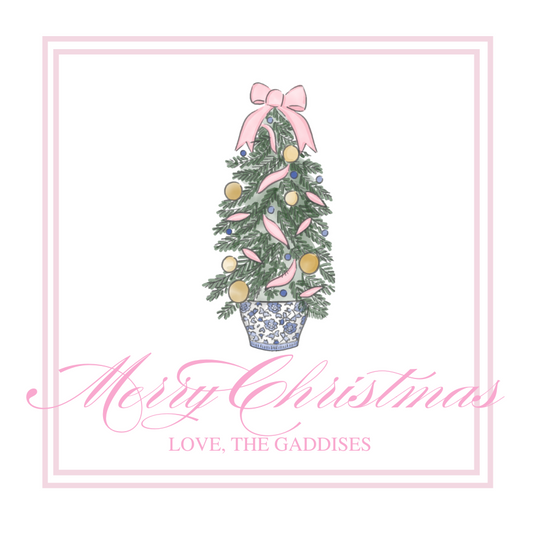 Pink Christmas Tree Gift Tag