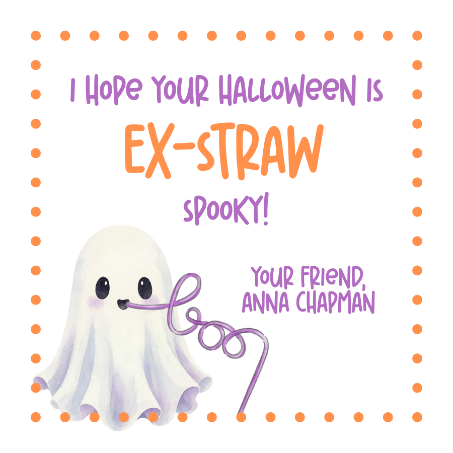 Ex-Straw Spooky Ghost Gift Tag