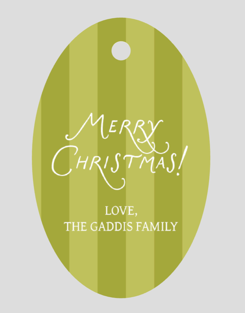 Oval Striped Merry Christmas Tags